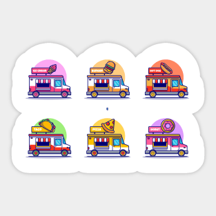 Food Truck Collection Cartoon Sticker